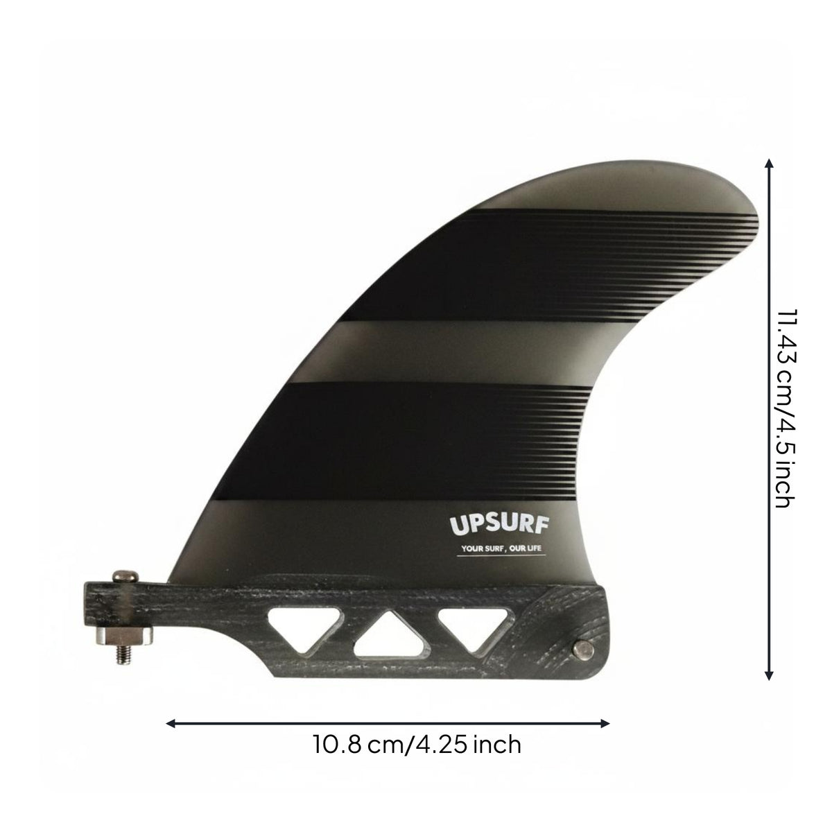 Curved Single Fin Translucent Fiberglass Fin Gray Water Sports Gear