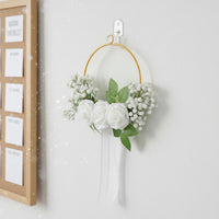 Floral Hanging Wreath Gold Metal Wall Decor Lightweight House Decoration