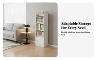 Space-Saving Narrow Storage Tower with Cabinet stand-alonestanding bookshelf Slim Design Shelving Unit Corner-Fit for Book Lovers, Apartment Dwellers, Homeowners, Living Room, Bedroom, Hallway