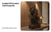 Auspicious Gift Guan Gong Statue Feng Shui Decor Guan Yu Dragon Statue Detailed Carving Chinese Warrior Figurine Artisan-Made for Business Owners, Collectors, Homeowners, Office, Cashier Desk, Altar, Living Room
