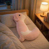 White Belly Long Dog Soft Pillow Floppy Ear Dog Sleeping Pillow Curved Tail Soft Toy Cuddly for Children