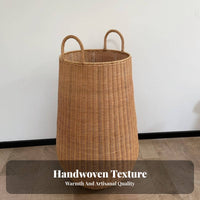 Woven Floor Basket Multi-Purpose Laundry Hamper Natural Design for Homeowners