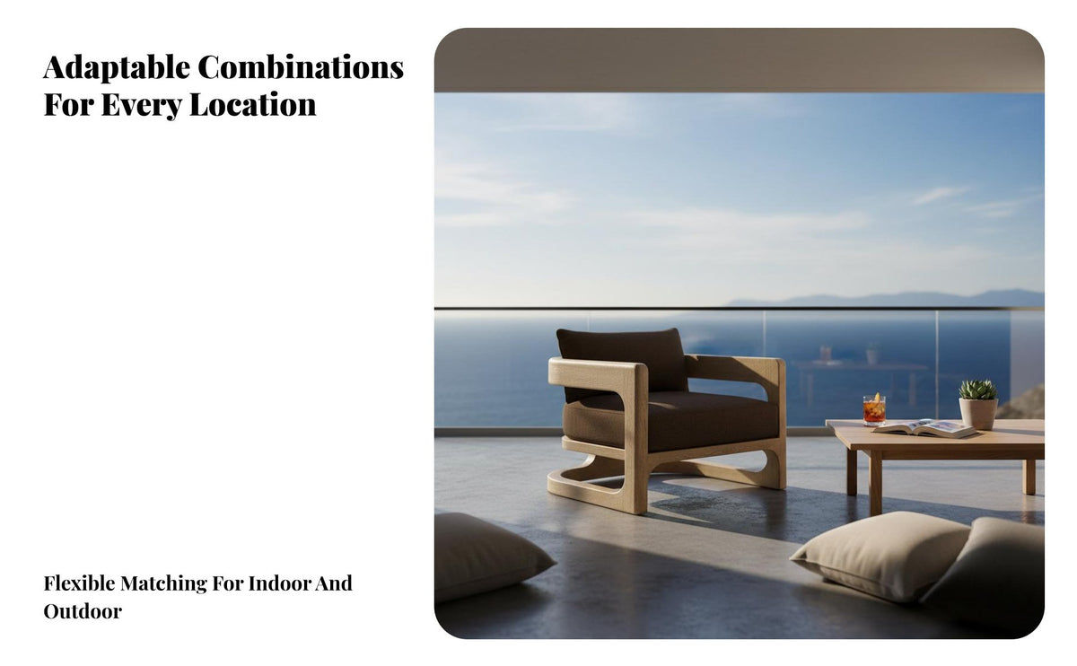 Paddinged Wood Frame Chair Modern Design Paddinged Armchair with Cutout Wood Frame Weather Resistant Outdoor Furniture for Homeowners, Showroom