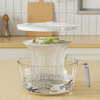 Transparent Grater Lid Colander Slotted Grater Lid Bowl Measurement Marks Rice Washing Basket Side Handle for Vegetable Prep