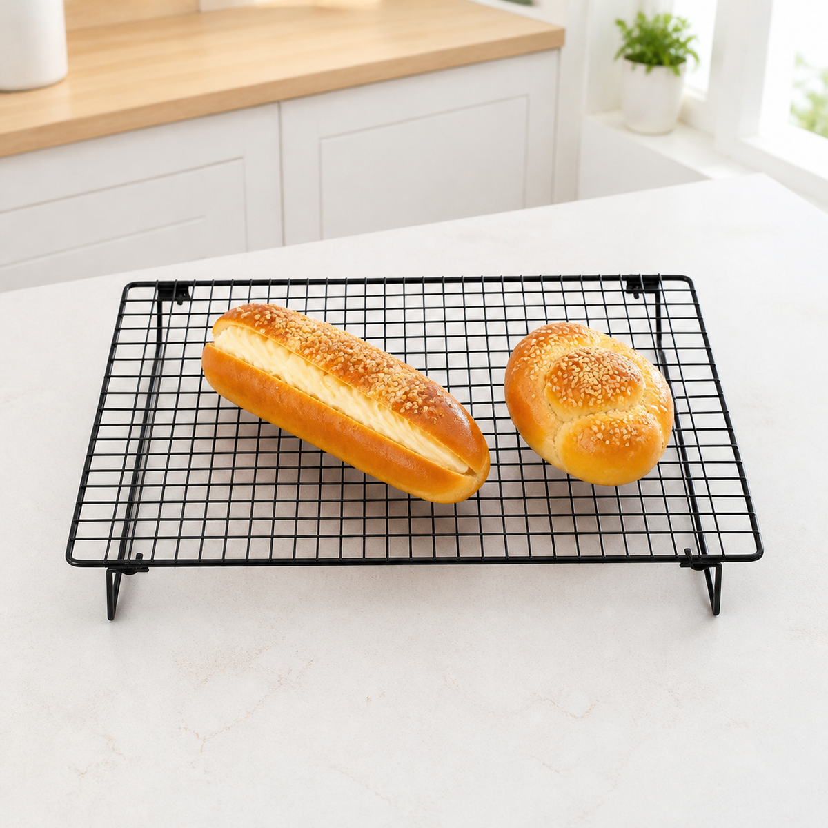 Folding Cooling Rack for Roasted Meats, Metal Baking & Grill Rack, 43x28x7cm Non-Adherent, Easy Clean, Portable