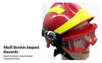 ABS Shell Firefighter Rescue Helmet Collision Resistant Rescue Helmet Hands-Unrestricted Lighting Hard Hat with Flashlight Mount Adjustable Fit for Firefighters, Industrial Workers, Arborists, Firefighting, Work at Height, Outdoor Operations