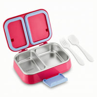 Leakproof Lunch Box with Stainless Steel Liner Compact Divided Lunch Container Portable Food-Grade for Adults, Students, Office, Travel