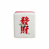 Plush Surface Mahjong Tile Pouf sturdy Wood Legs Low Stool dense Sponge Filling Footrest Multi-Purpose for Homeowners, Young Adults, Entryway, Living Room, Bedroom