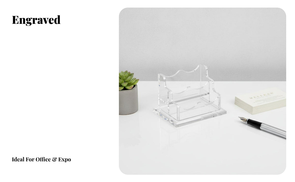 Acrylic Business Card Holder Tiered Design Transparent Name Card Display Freestanding for Commerce Show, Reception Desk