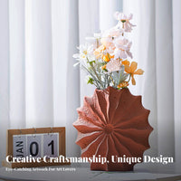 Conch Shell Vase Design Nordic Design Flower Pot Elegant Ruffled Ceramic Vase for Living Room, table, Desktop