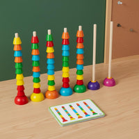 Hand-Eye Coordination Pattern Matching Stacking Beads Reasoning Training Math Counting Beads Set Multi-Functional Color Sorting Bead Stacker for Preschoolers, Kids 3+, Toddlers, Classroom, Playroom