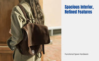 Vegetable Tanned Cowhide Delivery Backpack, Vintage Convertible Shoulder Bag, Unisex, Large Capacity, Water-Resistant
