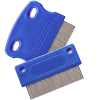 Teddy Dog Grooming Kit with 2 Blue Pieces, Stainless Steel Cat Comb for Pet Hair Removal, Fine Tooth Lice Comb for Bichon, 6.3*3.3cm Dog Comb