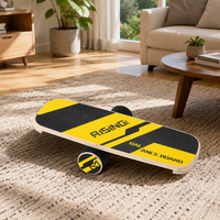 Balance Core Training Exercise Equipment, Wooden, Yellow & Black, For Kids & Adults, Indoor Play, Surfing, Ski Practice