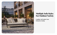 Weather Resistant Woven Rope Patio Set Rust-Proof Frame Woven Rope Back Loveseat High-Density Cushion Outdoor Furniture Waterproof Material for Hospitality Businesses, Business Owners, Terrace, Balcony, Backyard, Porch