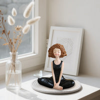 Christmas Resin Girl Figurine in Black Dress for Home Decor