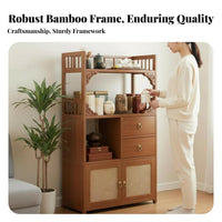 Multi-Functional Chinese aesthetic Tea Station Space-Saving Design Household Storage Integrated Water Kettle Holder Display Shelf Tiered Shelving for Homeowners, Collectors, Living Room, Study, Office, Kitchen