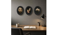 3 Pieces Framed Oval Wall Decor Decorative Abstract Framed Art Gift Idea Oval Wall Frame for Living Room