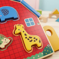 Wooden Animal Shape Sorter Child-Centered Animal Matching House Fine Motor Skills Matching Puzzle House for Infants, Young Children