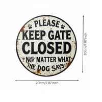 Round Metal Wall Plaque Paw Retro Print Iron Sign Rust-Brown Home Decor for Gate