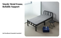 Space-Saving Single Folding Bed Installation-Effortless Single Foldable Bed Easy Assembly Portable Cot Rounded Corners for Caregivers, Office Workers, Small Areas, Guest Room, Hospital, Bedroom