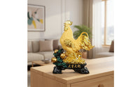 Cockerel Sculpture with Base Ornate Cockerel Figurine Gold-Toned for Homeowners
