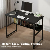Space Saving Design Simple Writing Desk Easy To Assemble Home Office Study Desk Sturdy and Long-Lasting Metal Frame Study Table Modern Design for Students, Renters, Professionals, Bedroom, Dorm Room