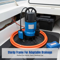 Automatic Submersible Sewage Pump, Plastic Frame, 220V, Home and Boat Drainage
