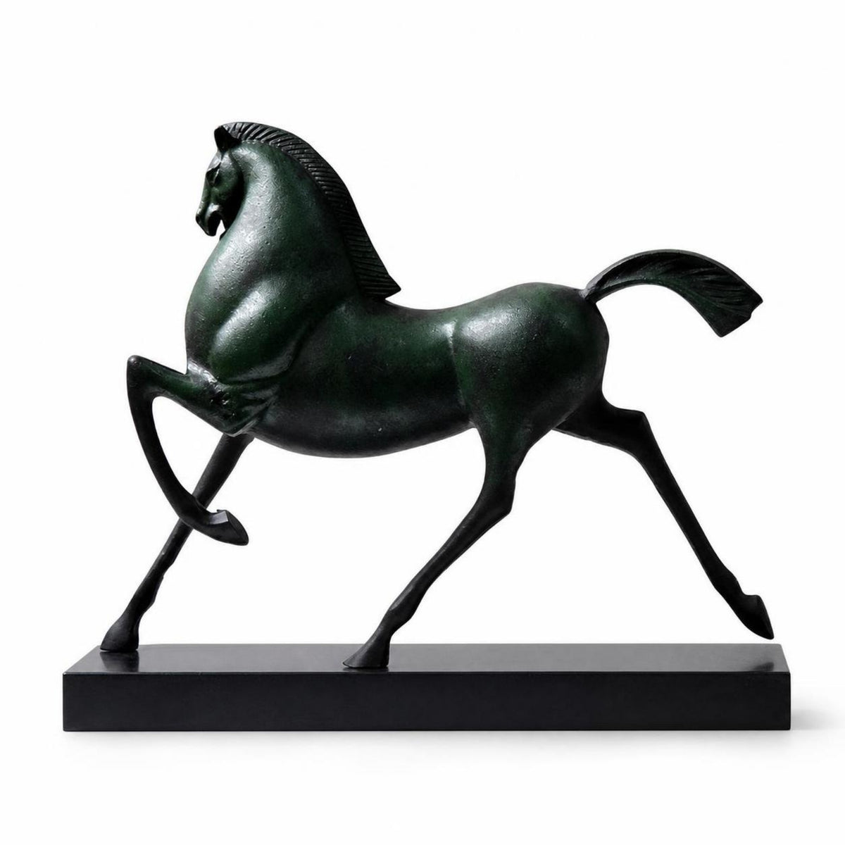 Horse Sculpture Cast Aluminum Horse Figurine Lustrous Equestrian Figurine with Equestrian Figure for Homeowners, Living Room