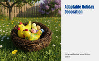 Easter Bird Basket Decor, Chick & Oval Wreath, Rattan Circle Hanging, Holiday Home Decoration