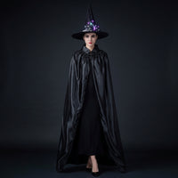 Light-up Witch Hat and Cape Pointed Witch Costume with Hat Black Accessory Set One Size Fits Most for Halloween