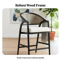 High Stool with Woven backrestrest retroera Design Woven backrest High Chair contemporary chic design Seating Furniture for Adults, Cafe, Kitchen Island, Dining Room