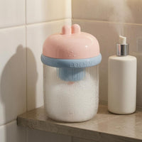 Cylindrical Electric Foaming Cup Ribbed Electric Foam Foamer Domed Lid Facial Foam Foamer Raised Buttons
