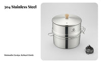 Multi-Functional Camping Pot Steamer Set Rust-Resistant Stainless Steel Sierra Pot Long-Lasting for Campers, Backpackers, Picnic