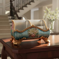 Resin Storage Box with Divider Antique-Style Divided Organizer Box Compact Compartment Container for Tabletop, Desk