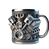 Engine Block Mug Metal-Like Engine Mug Substantial Cup for Gearheads, Workshop
