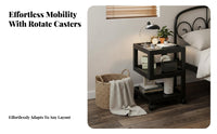 Compact Organizer 3-Tier Rolling Utility Trolley Minimalist Design 3-Tier Swivel Storage Stand Sturdy Construction Bedside Table Mobile with Wheels for Homeowners, Office Workers, Bedroom, Small Areas, Dorm Room, Bathroom