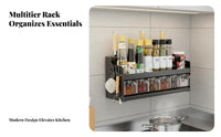 Drillwithout Installation Multi-Compartment Kitchen Organizer Compartmentalized Design Wall Shelf Heavy-Duty Household Storage Detachable Hooks for Home Cooks, Homeowners, Small Apartments, Dorm Rooms, Cabinet Door, Bathroom
