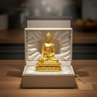 Small Golden Buddha Statue Intricate Features Miniature Buddhist Deity Figurine House Decoration for Home Altar, Car Dashboard