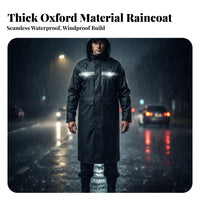 Windproof Long Reflective Raincoat Long-Lasting Full Body Safety Rain Jacket Lightweight Reflective Safety Jacket Adjustable Cuffs for Security Guards, Road Workers, Hikers, Outdoor, Hiking, Work