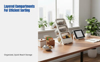 Office Storage Rack, 3-Tier Desktop Organizer, Large Capacity Multi-Functional Tea & Coffee Holder, Modern Minimalist PET