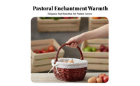 Handwoven Wicker Carrying carrier Rustic and aesthetic Rectangular Woven carrier with grips Natural Look farmer's market Tote adaptable for Gift Givers, Home Decorators, Shopping, outdoor meals, outdoor meal, Easter basket hunt Hunts