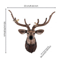 Deer Head with Antlers Wood-Look Deer Head Carved Wall Sculpture for Hallway