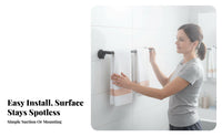 Drilltool-Less Installation Extendable Suction Cup Bar Multi-Purpose Towel Holder Heavy-Duty Bathroom Hardware Safe Rounded Edges for Renters, Homeowners, Families, Laundry Room, Kitchen, Closet