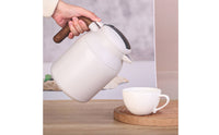Large Capacity Tea Brewing Pot with Infuser Double Walled Smart Thermal Pot Leak Proof Stainless Steel Thermal Jug Easy Pour Spout for Home, Office, Meeting Room