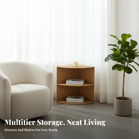 dual-layer Woven Shelf Nordic and aesthetics 2-Tier Side Stand adaptable for Homeowners