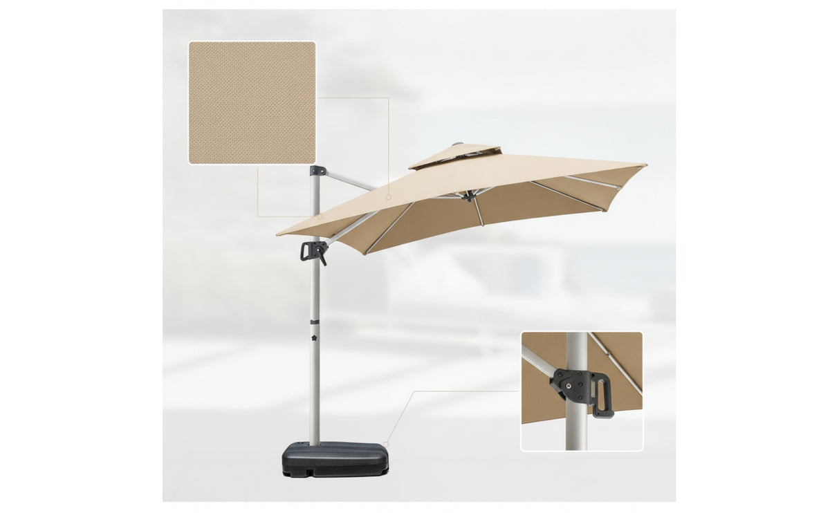 Cantilever Patio Umbrella 360-Degree Rotating Offset Patio Umbrella Windproof for Poolside, Backyard, Garden