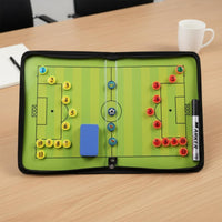 PU Leather Cover Soccer Strategy Board Kit Double-Sided Football Board Zippered Strategy Folder for Coaches, Gameday