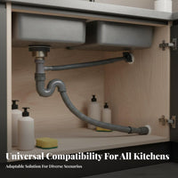 Kitchen Sink Drain Pipe Set Easy Installation Universal Sink Drain Assembly Leak Unobstructed Space Saving for Laundry Room