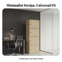 Minimalist design 5-Tier Cabinet with Doors Modern Design Multi-Shelf Cabinet with Doors Enclosed Shelving Floor Cupboard Large Capacity for Organizers, Office Workers, Bedroom, Study Room, Kitchen, Bathroom